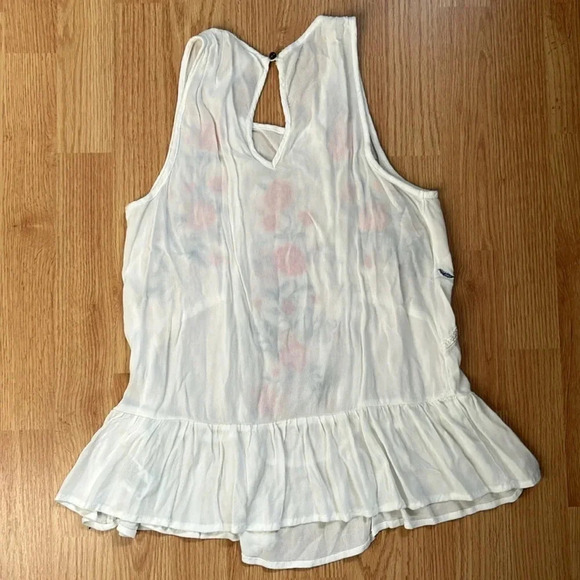 White Tank Top with Floral Embroidery | Embroidered | Floral | White Tank Top - Picture 6 of 9